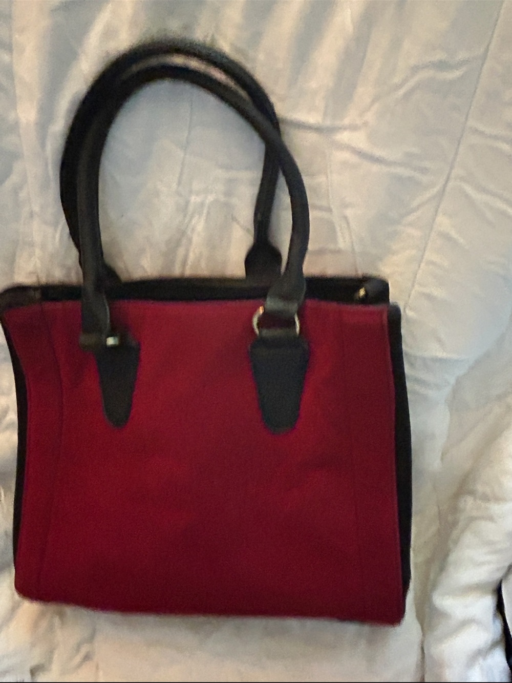 Classic Red Tote Bag with Black Handles